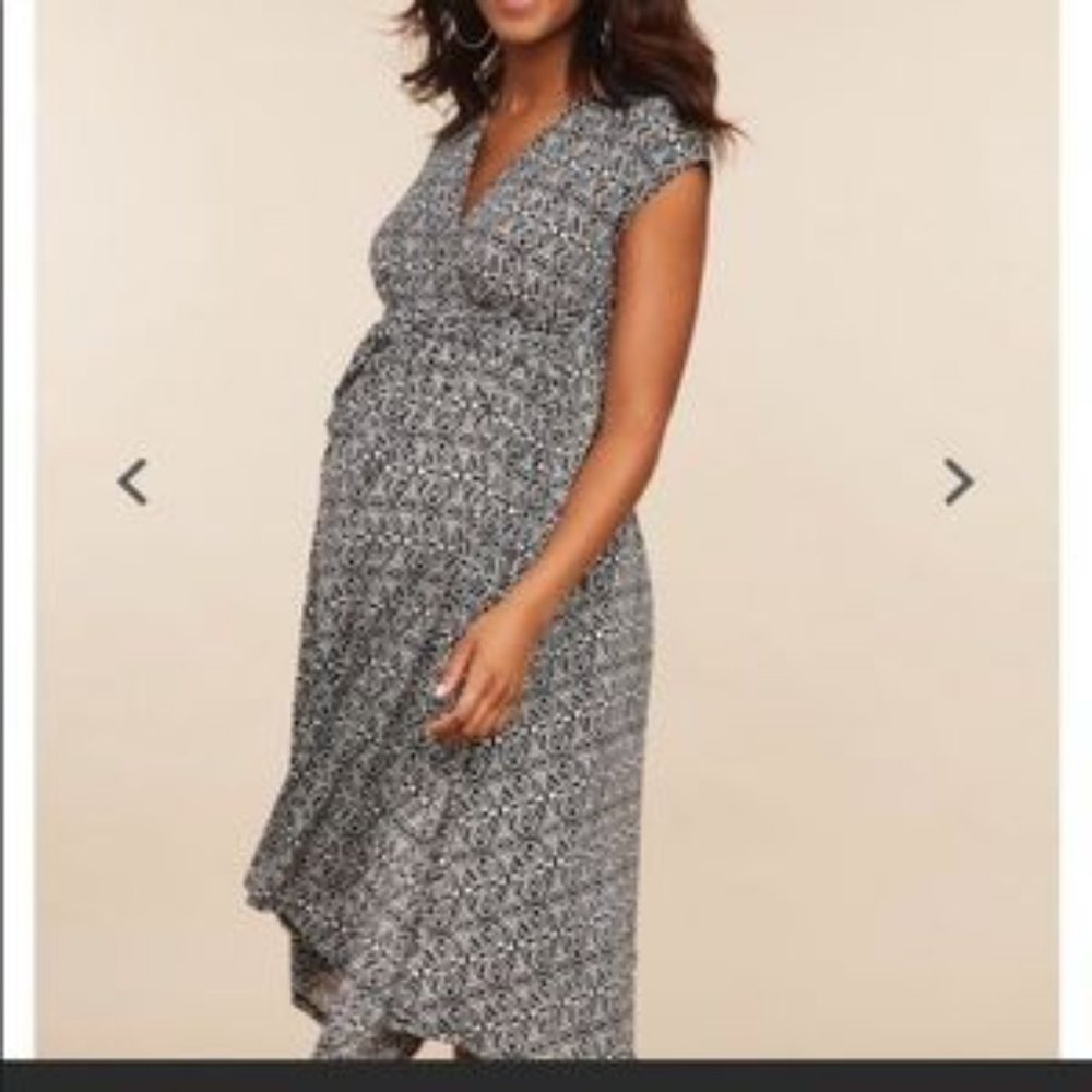 Navy Print Maternity Dress